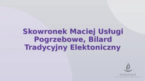 Skowronek Maciej Usługi Pogrzebowe, Bilard Tradycyjny Elektoniczny